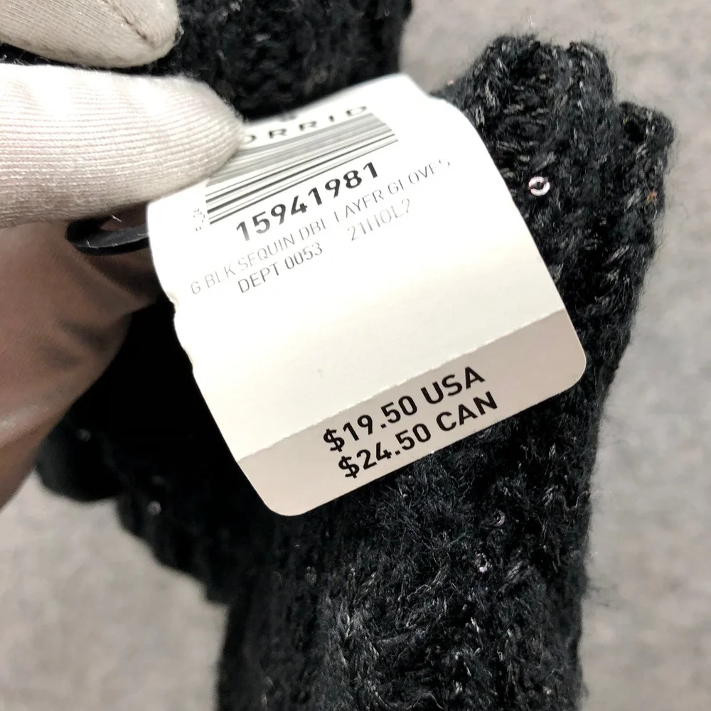NWT Torrid Knit Winter Gloves One Size Black Cable Knit Sequins